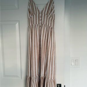 Abercrombie & Fitch Brown and White Striped Maxi Dress